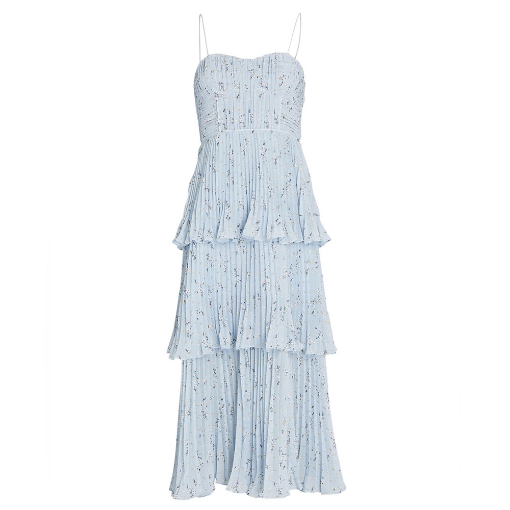 Self Portait Floral Chiffon Midi Dress